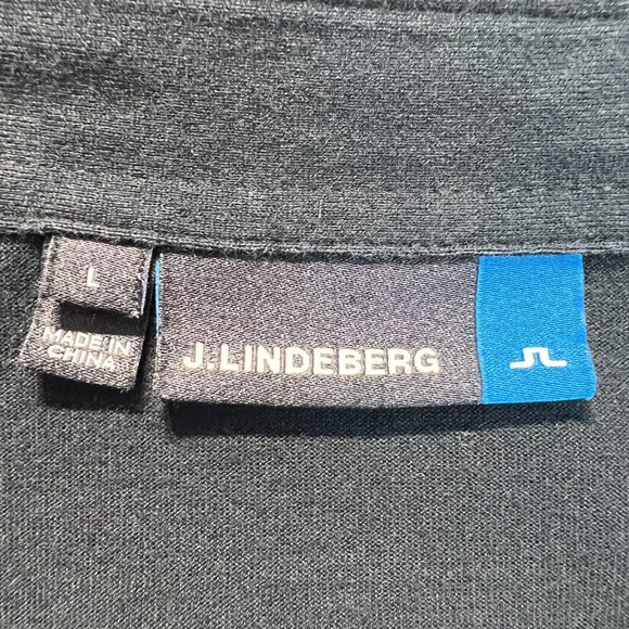 J. Lindeberg Polo Shirt Large Mens Black Green Short Sleeve Stitch‎ Logo Cotton - Picture 9 of 11